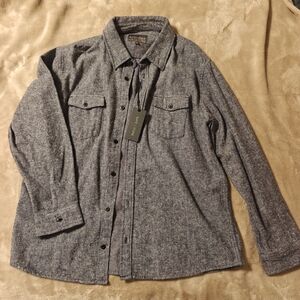 Men's Gray Button-Up flannel Shirt Slate + Stone NWT